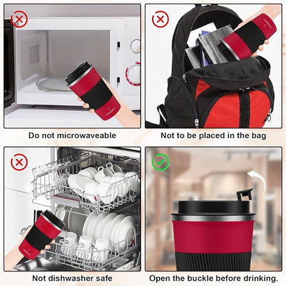 MOMSIV 12oz Travel Mug, Insulated Coffee Cup with Leakproof Lid, Vacuum Stainless Steel Double Walled Reusable Tumbler for Hot and Cold Water Coffee and Tea In Travel and Car