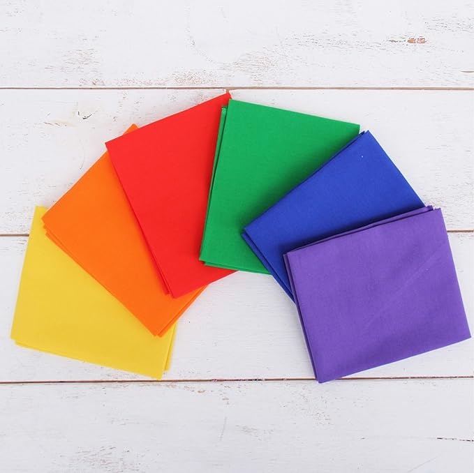 Threadart 6 Fat Quarter Bundles - Rainbow Solids 100% Cotton Fabric - Premium 100% Cotton Quilting Fabric - No Duplicates - Full Size Fat Quarters 18"x21"