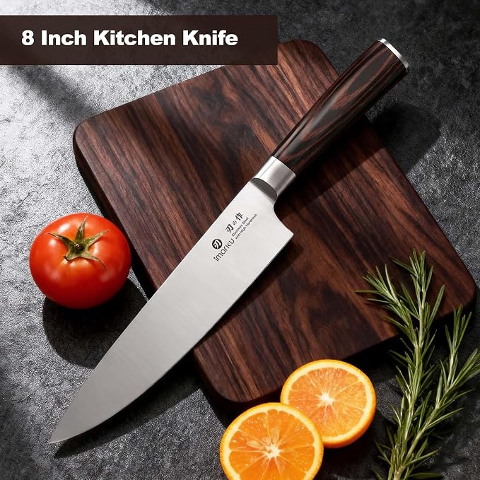imarku Chef Knife 8 Inch, Professional Kitchen Knife in Japanese HC Steel, Super Sharp Knife With Ergonomic Handle, Cooking Knife With Gift Box, Kitchen Gadgets, Best Gifts for Family and Friends