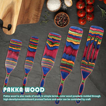 Spurtle Set, Wooden Utensils for Cooking, Kitchen Utensils Set, Pakkawood Kitchen Cooking Utensils Set, Apartment Essentials Wood Serving Spatula spoon, Home & kitchen Gift for Women & Men