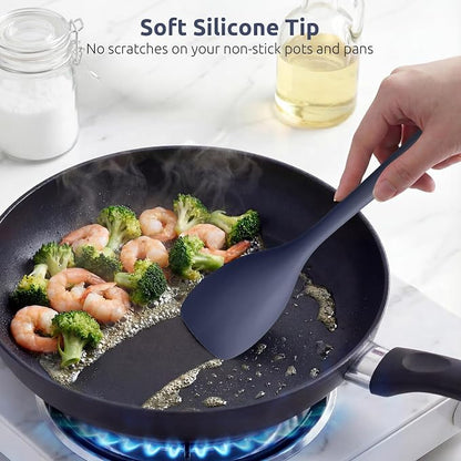 600ºF Heat Resistant Spatula Spoon: U-Taste Flexible Kitchen Scoop-Shape Cooking Spoonula, Serving Mixing Scraping Food in Non-Stick Pan Cookware, Seamless Multifunctional Utensil (Midnight Blue)