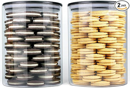 Urban Green Glass Jars with Black Lids, Glass Food Storage Canister with black lids, Pantry Flour Jars, Large Size Food Storage Containers set (2 Sets of 100oz)