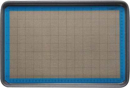 CasaWare 3pc Ultimate Commercial Weight 15 x 10 x 1-inch Cookie Sheet/Cooling Grid/Silicone Mat Bakeware Set (Silver Granite)