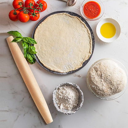 French Rolling Pin for Baking - AMPSEVEN Wooden Rolling Pin Dough Roller for Baking Pizza Pasta Dumpling Thin Pasta Piecrust 30CM 11.8inch