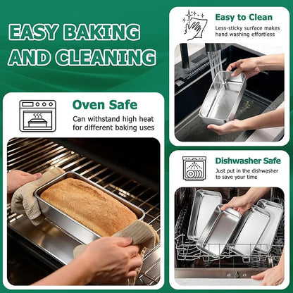 TeamFar Loaf Pans for Baking, 9 x 5 Inch Stainless Steel Loaf Bread Pans Tins for Homemade Bread/Brownies, Healthy & Sturdy, Oven & Dishwasher Safe - Set of 10
