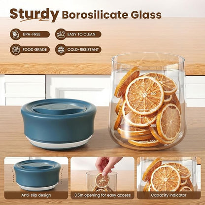 OURCABECUE Wide Mouth Mason Jar 16oz, Newly Upgraded Easy Open Rotating Lid, Food Grade Glass Storage Jar for Overnight Oats Yogurt Snacks Candy Jars
