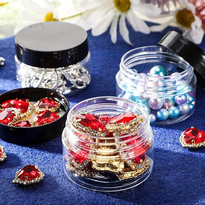 SATINIOR 24 Pieces Empty Clear Plastic Jars with Lids Round Storage Containers Wide-Mouth for Beauty Product Cosmetic Cream Lotion Liquid Butter Craft and Food (Black Lid, 5 oz)