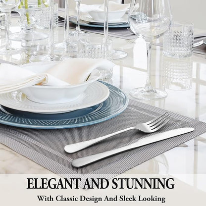 24 Pcs Silverware Set with Steak Knives Service for 4,Stainless Steel Flatware Set,Mirror Polished Cutlery Utensil Sets,Home Kitchen Eating Tableware,Include Fork Knife Spoon,Dishwasher Safe