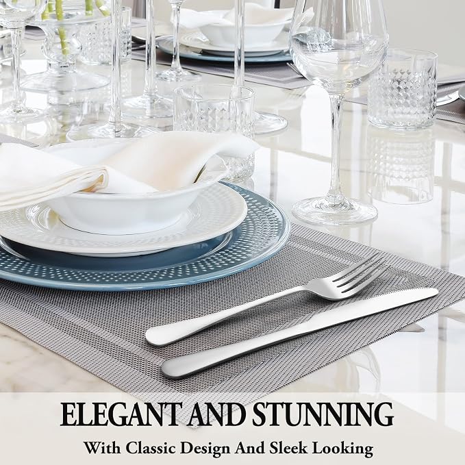 72 Pcs Silverware Set with Steak Knives Service for 12,Stainless Steel Flatware Set,Mirror Polished Cutlery Utensil Set,Home Kitchen Eating Tableware Set,Include Fork Knife Spoon Set,Dishwasher Safe