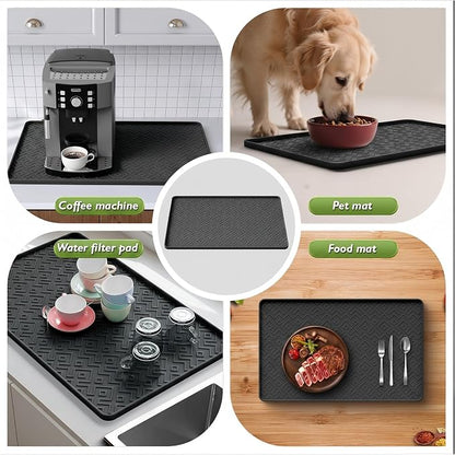 Silicone Coffee Mat with Raised Edges 17.7'' x 14.9'' Waterproof Countertop Mat, Coffee Maker Pad, Espresso Machine Mat, Heat Resistant Dish Drying Mat
