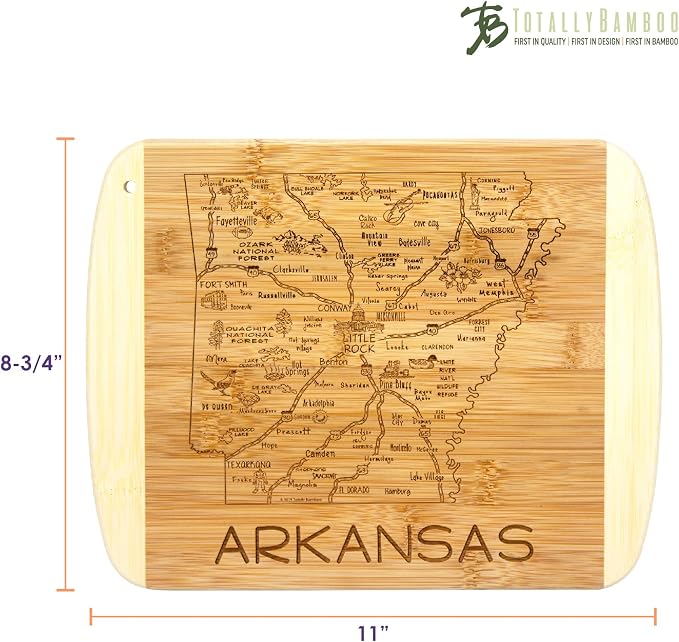 Totally Bamboo A Slice of Life Arkansas State Serving and Cutting Board, 11" x 8.75"