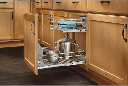 Rev-A-Shelf 5WB2-2122-CR 21 in. W x 22 in. D Base Cabinet Pull-Out 2-Tier Wire Basket, Chrome