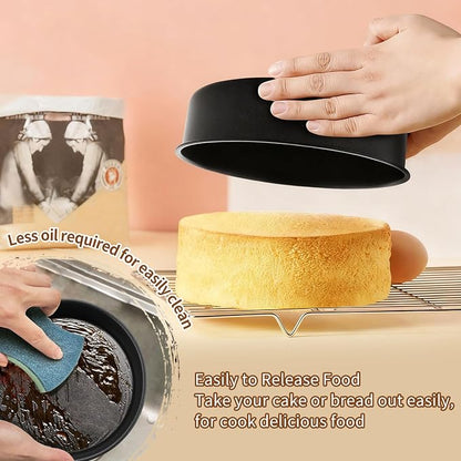 P&P CHEF 7 Inch Cake Pan Set of 3, Non-Stick Round Cake Pans Tins for Tier Smash Cakes, Baking Pans Set & Essential Bakeware, Stainless Steel Core & Leak-Proof