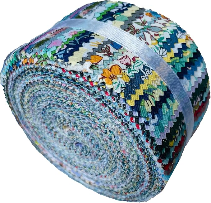 40 Strip Jelly Roll Fabric Strips for Sewing, 100% Cotton for Quilting Crafting, Precut Bundles2.5 x 44" 40 Colors Printed Fabric