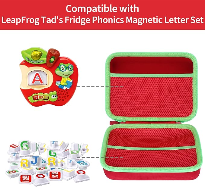 Storage Case Compatible with Leapfrog Tad's Fridge Phonics Magnetic Letter Set (Red+ Green)