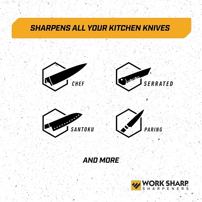 Work Sharp Kitchen Ceramic Honing Rod - Angle Guided - For Chef, Santoku, Paring, & Serrated Knives Black