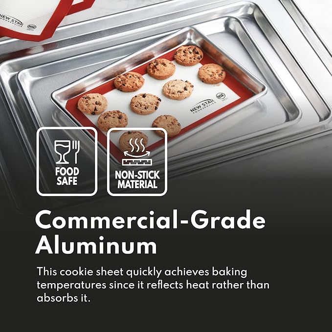 New Star Foodservice Commercial 18-Gauge Aluminum Sheet Pan & Silicone Baking Mat (13 by 18-Inch (Half Size))