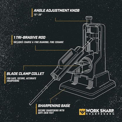 Work Sharp Precision Adjust Knife Sharpener Kit - Fixed Angle Sharpening System for Kitchen & Pocket Knives - Professional Guided Knife Sharpening Tool