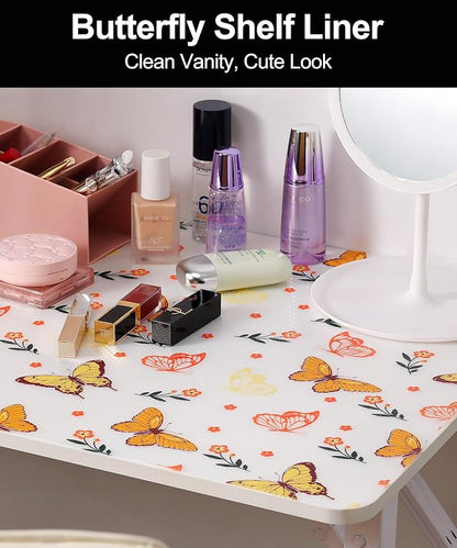 Cooyes Shelf & Drawer Liner for Kitchen Cabinets Non-Adhesive, Waterproof and Washable EVA Shelf Paper, Protect & Decorate Dresser, Bathroom, and Cupboards (Colorful Butterfly, 11.8" W x 118" L)