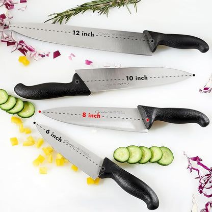 CURTA 8-inch Commercial-Grade Chef's Knife, NSF Listed, Ergonomic, Non-slip Blue Handle, High Carbon 420 Stainless Steel Forged Blade Straight Edge, Dishwasher Safe, Rust Proof