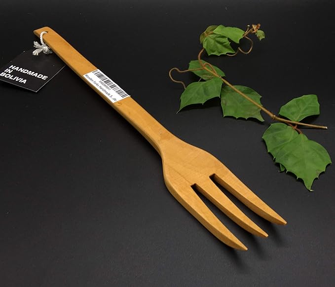 Wooden Cooking Serving Utensils High Heat Resistance - Handmade (Wooden Fork - Three Tines)