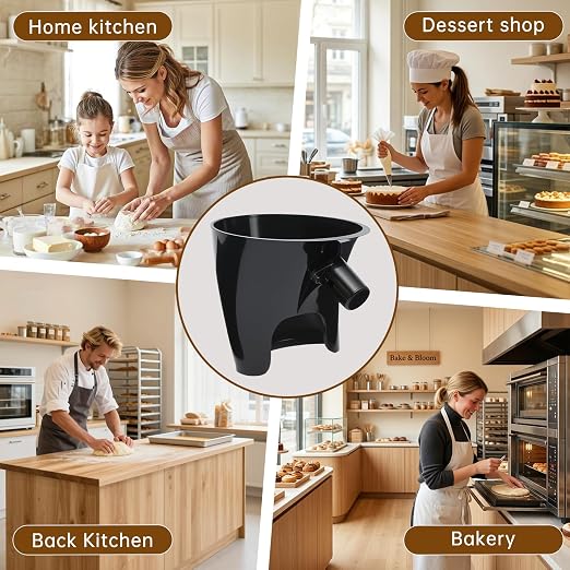 Black Kitchen Aid Attachments for Mixer, Mess-Free Pouring for Flour & Egg Liquid, Fits Tilt-Head 5 Qt (KSM150), Perfect for Baking, Dishwasher-Safe Stand Mixer Accessories