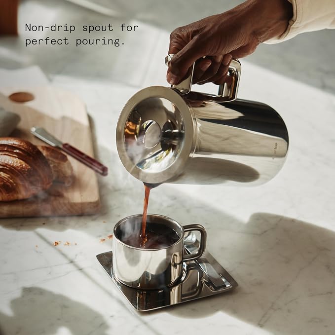 aarke Coffee Press - Premium 100% Stainless Steel Coffee Maker, 34oz (1L) Insulated Double-Walled Vacuum Body with Cool-Touch Exterior and Precision Mesh Filter