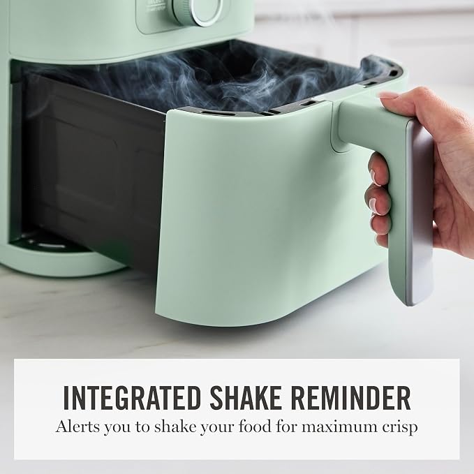 Martha Stewart 6QT Air Fryer, 6-in-1, Bake, Broil, Roast, Air Fry, Dehydrate, Reheat, Ceramic Non-Stick Basket, Crispy Results Fast, 400°F Max Temp, Shake Reminder, Honeydew Green