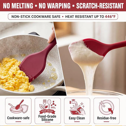 Kitchen Utensils Set,9 PCS Silicone Cooking Utensils Set Spatula Set,Non Toxic Cooking Utensils,Tongs,Spoon,Whisk,Brush,BPA Free Kitchen Gadgets for Non-Stick Cookware,Home Essential(Red-9P)