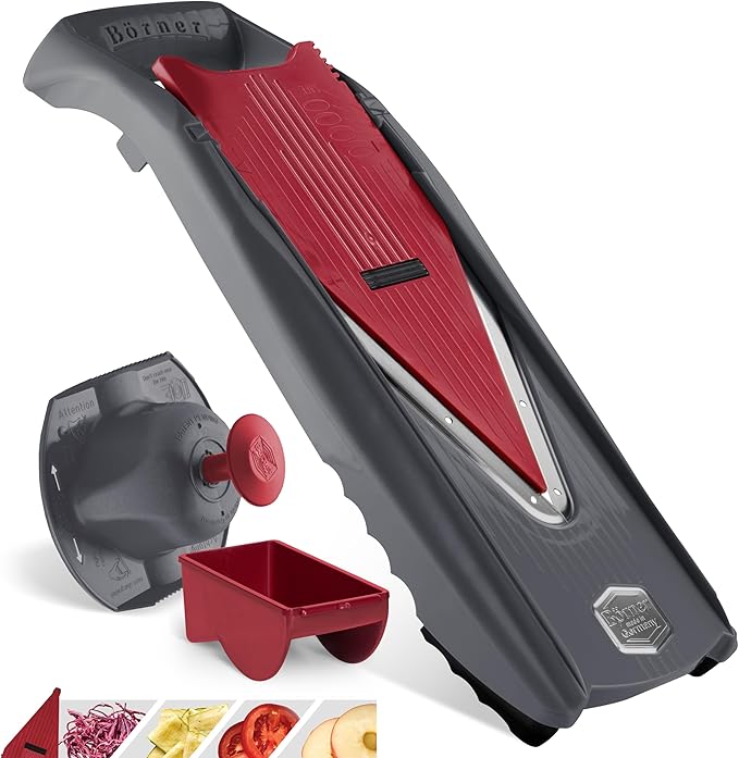 Börner Manodline Slicer Vital (Basic Set) • Vital Vegetable Slicer with V-Blade • Mandoline with Dressing Function • Vegetable Slicer for Vegetables & Fruits • Various Thicknesses Settings