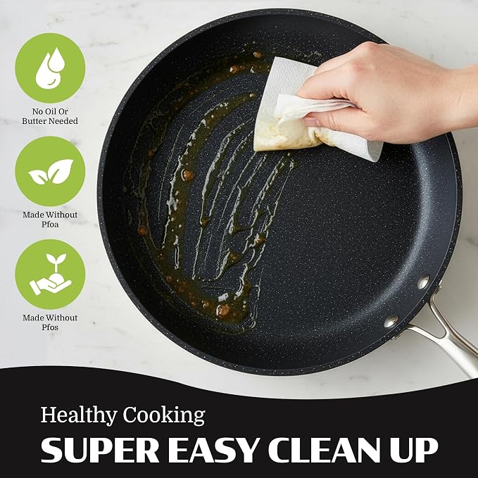 20 Piece Pots and Pans Set Nonstick - Granitestone Ceramic Cookware Set, Diamond Reinforced, Non Toxic PFOA PFOS PFAS Free, Bakeware Steamer & Utensils, Oven Safe to 500°F, Dishwasher Safe, Black