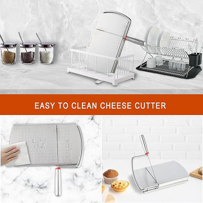 Faat3Coi4 Cheese Slicer with Blade for Block Cheese, Handheld Cheese Cutter Board, Stainless Steel Cheese Cutting Board for Block Cheese, Butter, Sausages, Fruits Kitchen Gadget