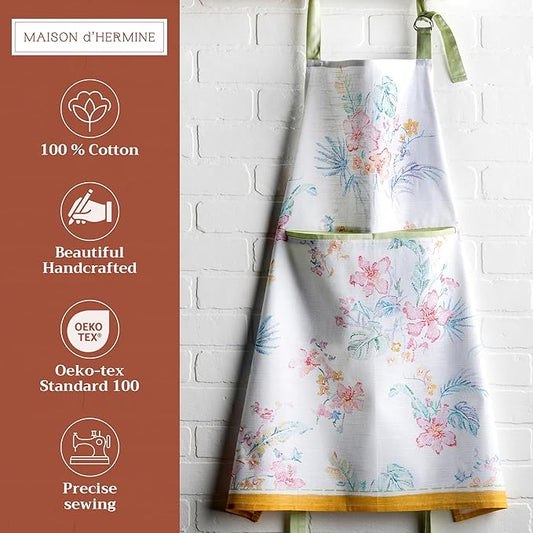 Maison d' Hermine 100% Cotton Apron for women with Pocket Kitchen Chef Apron for Men Cooking Spring Summer