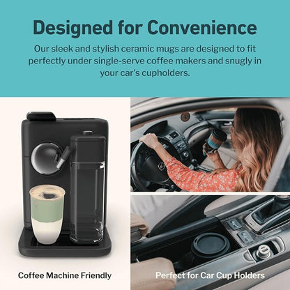 NOVA CERAMICS Travel Mug - Ceramic To Go Coffee Mug With Lid – Travel Mug Ceramic To Go Cup – Microwave & Dishwasher Safe Ceramic Coffee Mug With Lid - Gifts For Women Men Him Her – 12oz – Sage Green