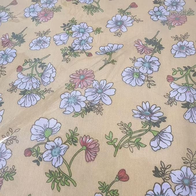 Light Weight Natural Cotton Fabric by the Yard DIY Making Supplies Quilting Patchwork Fabric Fat Quarter Bundles DIY for Quilting Cotton Patchwork Cushions (Yellow Flowers C, 1 Yard)