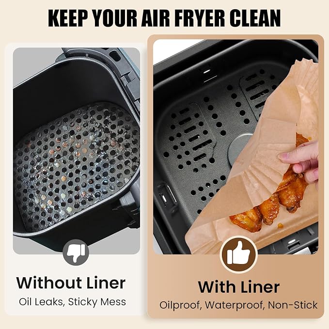 OLESBUR Air Fryer Liners Disposable, 200Pcs 8 Inch Airfryer Paper Liners, Unbleached Parchment Paper for Air Fryer Basket, Non-Stick Air Fryer Accessories, Liners for Baking, Parchment Paper Sheets