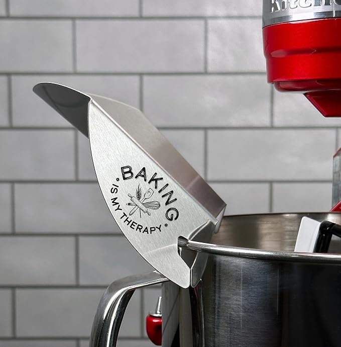 New Metro Design Pouring Chute Stand Mixer Replacement Pouring Shield with Unique Laser Etched Motto, Baking is my Therapy