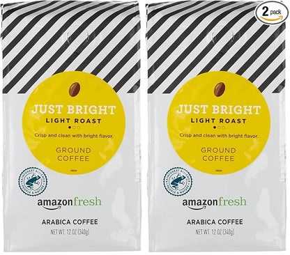Amazon Fresh, Just Bright Ground Coffee, Light Roast, 12 Oz (Pack of 2)
