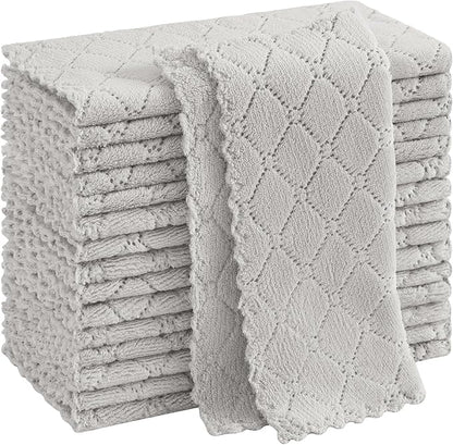 Homaxy 16 Pack Kitchen Cloths Dish Towels (10" x 10", Grey), Super Soft and Absorbent Coral Velvet Dishcloths, Fast Drying No Lint Microfiber Cleaning Cloth