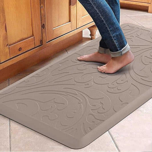 KMAT Kitchen Mat Cushioned Anti-Fatigue Floor Mat Waterproof Non-Slip Standing Mat Ergonomic Comfort Floor Mat Rug for Home,Office,Sink,Laundry,Desk 39"(L) x 20"(W),Khaki