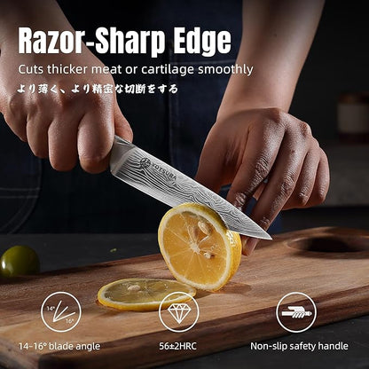 YOTSUBA 5 Inch Utility Knife, Japanese Petty Knife – Ergonomic Rosewood Handle, Full Tang, Razor Sharp High Carbon German Steel Paring Knives, Premium Gift