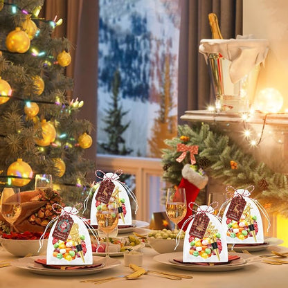 12Pcs Christmas Wine Bottle Stoppers Set Xmas Tree Santa Claus Deer Wine Bottle Corkers Christmas Party Favors with Card and Ropes, for Winter Decor Holiday Supplies Wine Accessories Gift for Hostess