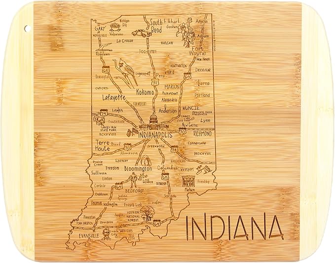 Totally Bamboo A Slice of Life Indiana State Serving and Cutting Board, 11" x 8.75"