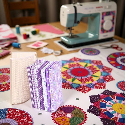 7Pcs Top Purple Cotton Craft Fabric Bundle Squares Patchwork DIY Sewing Scrapbooking Quilting Floral Dot Pattern Craft and Hobby Fabric, Arts, Crafts and Sewing 10" x 10" (25cm x 25cm)