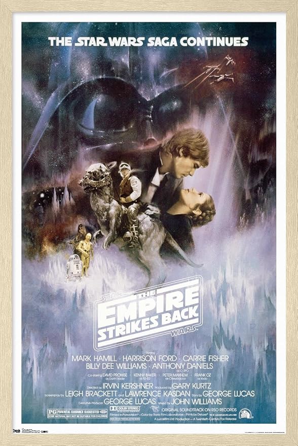 Star Wars: The Empire Strikes Back - The Saga Continues One Sheet Wall Poster, 22.4L" x 14.7W", Blonde Framed Version