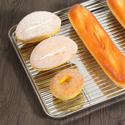 Cookie Sheet and Cooling Rack Set, 16 inch Stainless Steel Baking Pan with a Rack, Professional Bakeware, Healthy & Non-toxic & Rustproof & Easy Clean & Dishwasher Safe