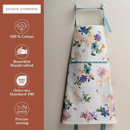 Maison d' Hermine 100% Cotton Apron for women with Pocket Kitchen Chef Apron for Men Cooking Spring Summer
