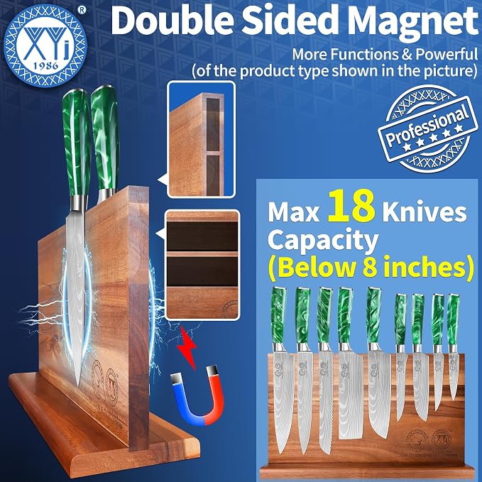 XYJ Knife Block Set,14Pcs Kitchen Knives Set with Block,Cutting Board,Sharpening Stick,Gloves,Scissors,Professional Japanese Style Paring Boning Bread Slicing Santoku Nakiri Chef Knife