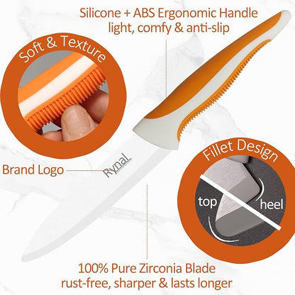 Ceramic Knife - 5" Chef's Utility Knife - Light, Precise, Sharp Ceramic Kitchen Knife with Cover & Soft Grip