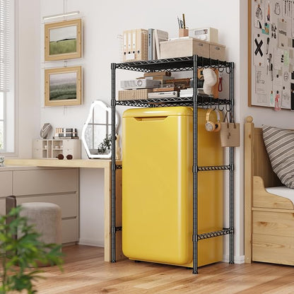 REIBII 2 Tier Mini Fridge Shelf with Storage for Dorm Adjustable Height Storage Shelves Metal Shelving Rack Mini Fridge and Microwave Stand for College Rooms Kitchen, Office, 52.36Hx18.1Dx26.38W